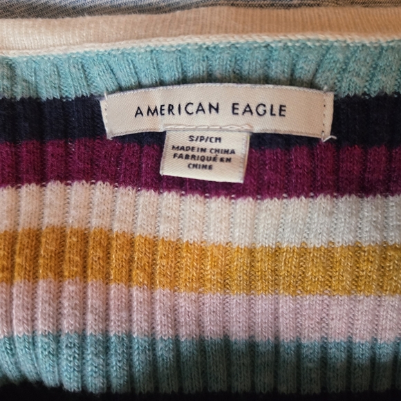 American Eagle Tiny Crop Tank Top Striped Womens Small - Picture 3 of 5